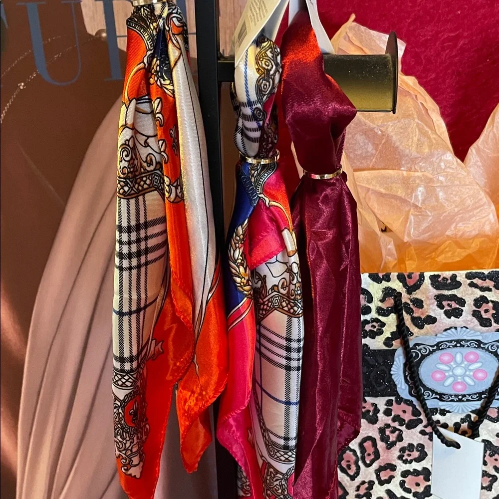 HANDBAG SCARF BAG TRIO HANDLE WRAPS BANDEAU HAIR TIES NECK WRAPS SILKY FEEL